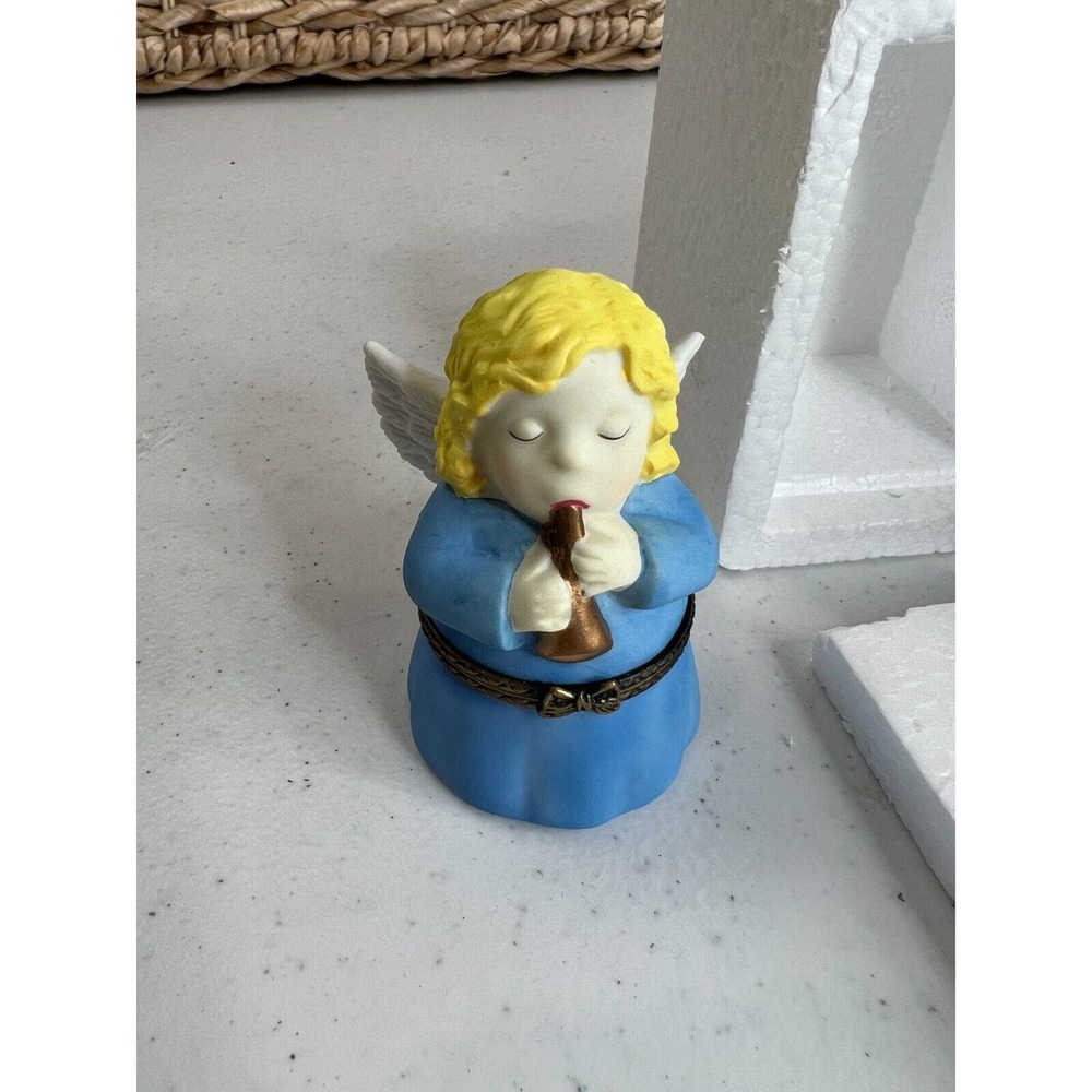 Vintage JCM‎ Porcelain Hinged Little Angel Trinket Box Collectable Home Decor